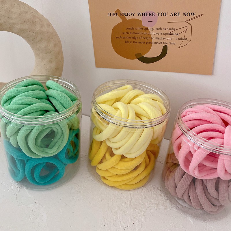 Set 50 dây buộc tóc co giãn nhiều màu thời trang cho nữ