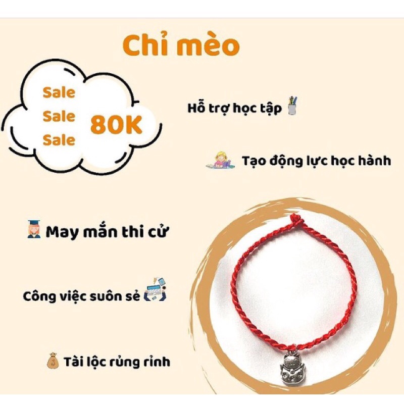 Vòng tay chỉ đỏ mèo thần tài