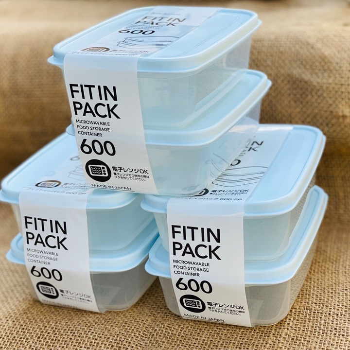 Hộp nhựa đựng thực phẩm nắp dẻo Fit in Pack 300ml 600ml 900ml 1350ml 2200ml Nhật Bản dùng được lò vi sóng