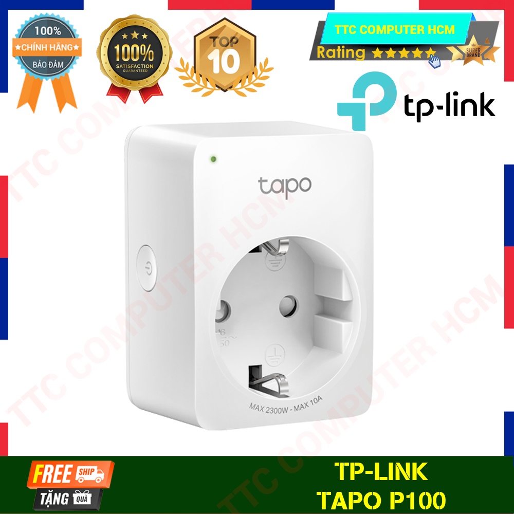 TP-LINK Tapo P100 | Tapo P100 - Ổ cắm Wi-Fi Thông Minh Nhỏ Gọn - HÀNG CHÍNH HÃNG TTC COPUTER HCM