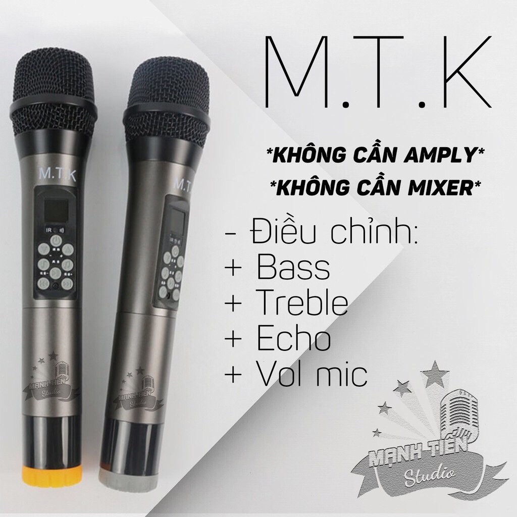 Micro không dây MTK chuyên hát karaoke gia đình, micro oto, thu âm livestream, tùy chỉnh Bass,Treble trên thân mic