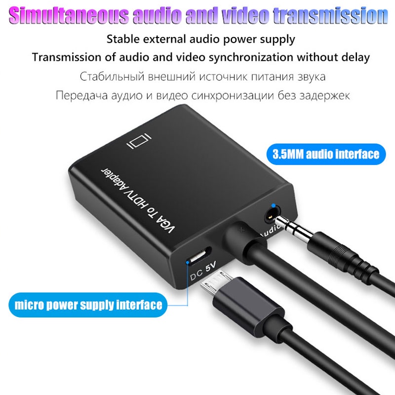 Bộ Chuyển Đổi VGA Sang HDMI Full HD 1080P Cho PS4 TV Box PC Laptop Máy Chiếu HDTV