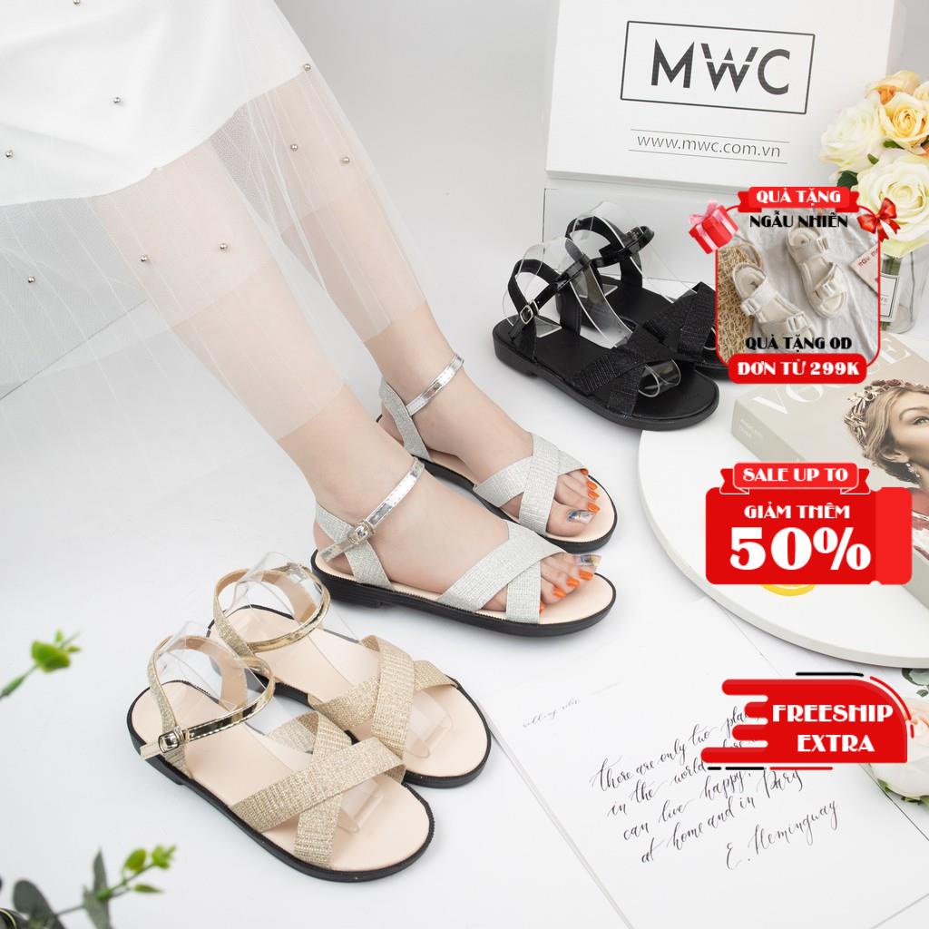 Giày Sandal Nữ MWC Đế Bệt Quai Chéo Siêu Tôn Dáng NUSD- 2668