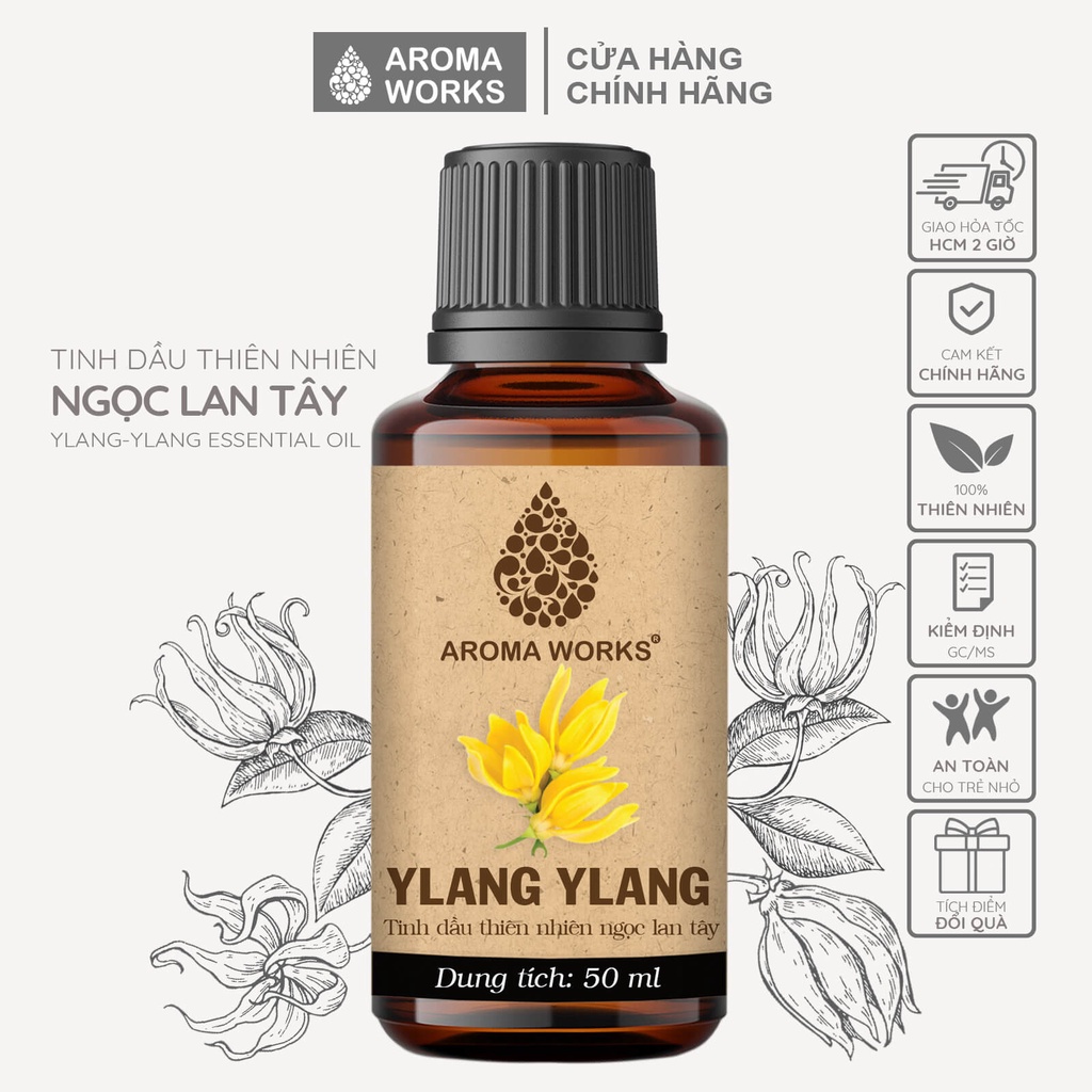Tinh dầu Ngọc Lan Tây Aroma Works xông phòng, khử mùi, thanh lọc không khí - Ylang Ylang