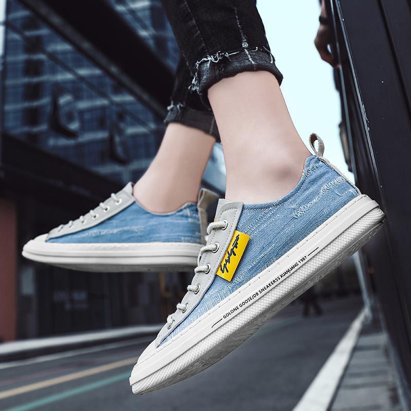 [Freeship + Video] Giày Sneaker Nam Vải Bò Rách Phối Da Lộn Cao Cấp | BigBuy360 - bigbuy360.vn