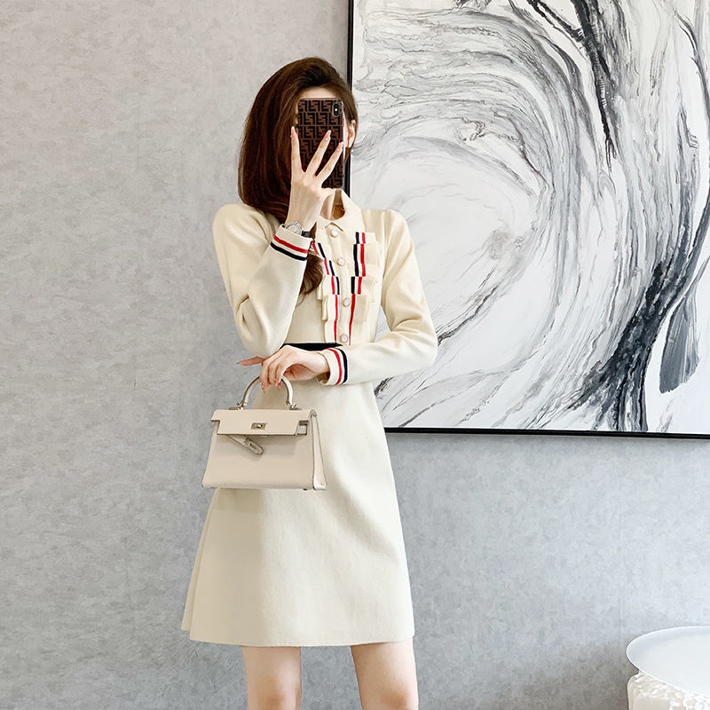Xiaoxiang Đầm Thời Trang Thu Đông Phong Cách Pháp Cao Cấp Cho Nữ