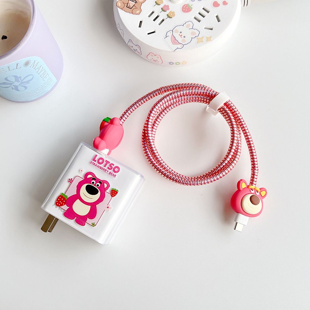 Phụ Kiện Bảo Vệ Dây Cáp Sạc Cổng USB Xiaomi 67W Hình Chú Gấu / Dâu Hoạt Hình Dễ Thương