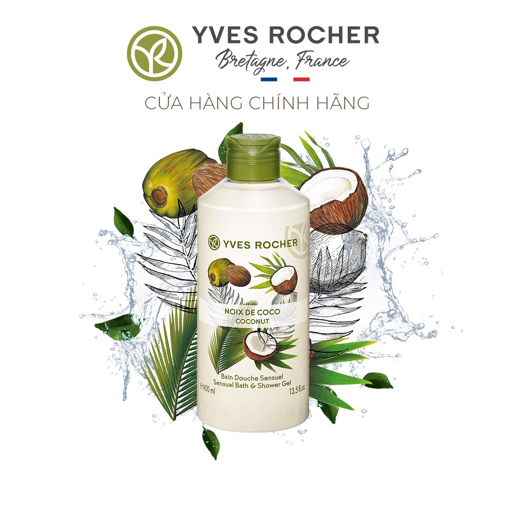 [Mã FMCGMALL giảm 8% tối đa 80K đơn 250K] Gel Tắm Yves Rocher Coconut Sensual Bath And Shower Gel 400ml