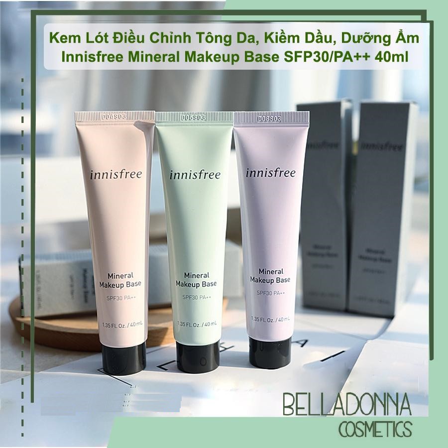 Kem Lót Điều Chỉnh Tông Da, Kiềm Dầu, Dưỡng Ẩm Innisfree Mineral Makeup Base SFP30/PA++ 40ml