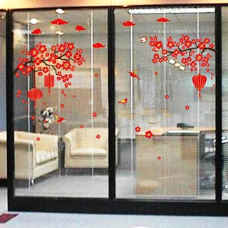 Decal dán tường trang trí tết- Cành đào đỏ