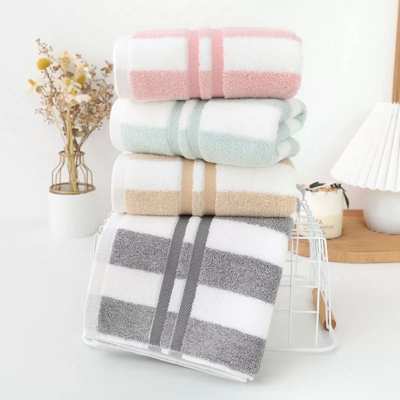 Khăn Tắm Sọc Cotton Dày Dặn Thấm Rút Nước Dài 80CM