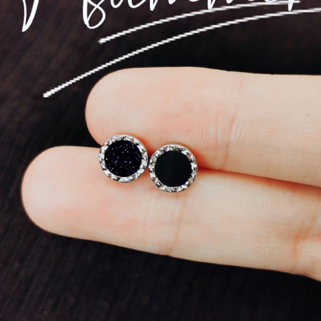 Bông tai, Khuyên tai nam nữ mặt trơn chấm bi phong cách thời thượng, Cá tính, Unisex, 1 chiếc