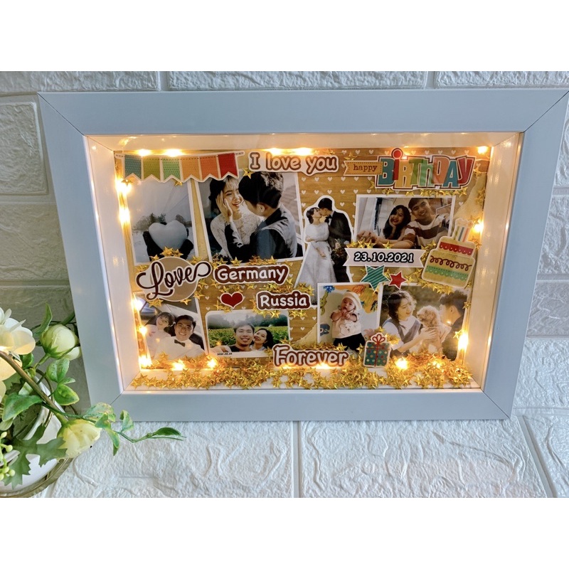 Khung ảnh 3D - khung ảnh nổi lòng khung 20x30cm (tặng kèm đèn led)