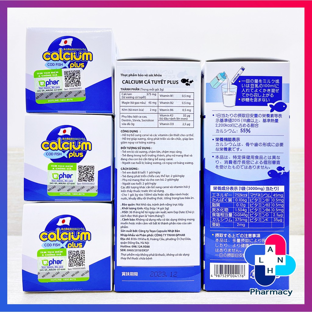 CALCIUM COD FISH PLUS (HỘP 14 GÓI) HÀNG NHẬP KHẨU- Canxi Cá Tuyết.