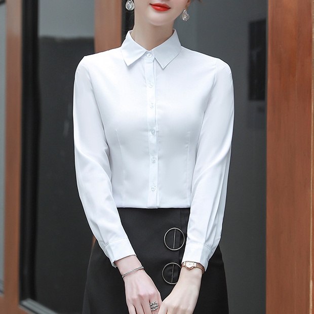 Áo Sơ Mi Công Sở Tay Dài Dáng Ôm Màu Xanh Lá/Đỏ Có Size Lớn 10 Màu Lựa Chọn Cho Nữ