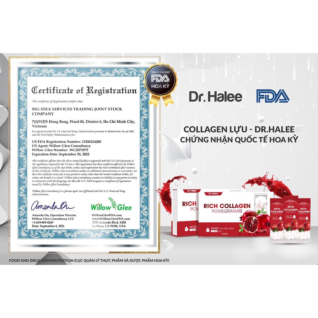 Collagen Lựu Đỏ Dr Halee - Rich Collagen Giúp Trẻ Hóa Da Lưu Giữ Thanh Xuân