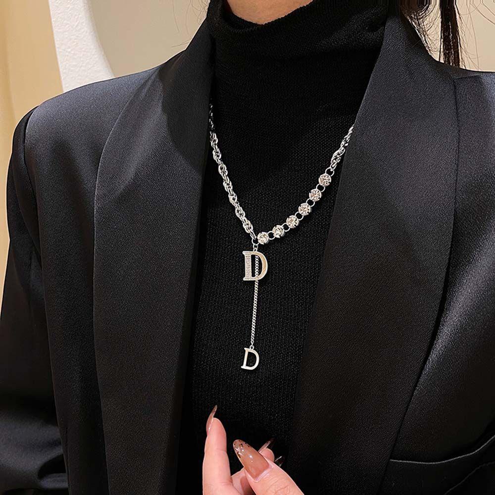 Fallford Vòng cổ Mặt Chữ D Cá Tính|Vòng cổ Xích Phong Cách Hip Hop Cổ Điển Cho Nữ