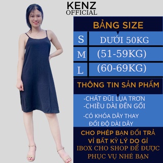 Váy 2 dây dài suông - đầm trơn basic nữ chất đũi lụa mềm mát