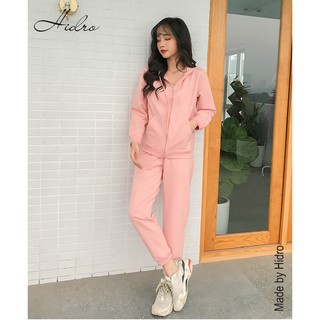 HIDRO Bộ hoodie nỉ da cá chéo