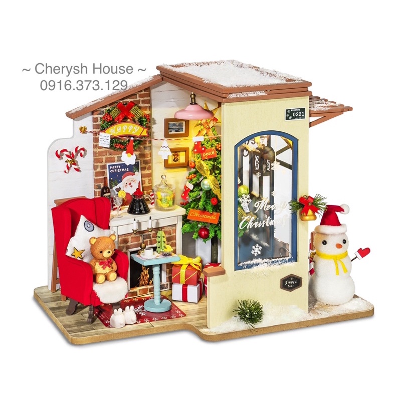 Mô hình nhà gỗ lắp ghép DIY Nhà búp bê chủ đề Noel Robotime Rolife / Mã: DG18 Snow House
