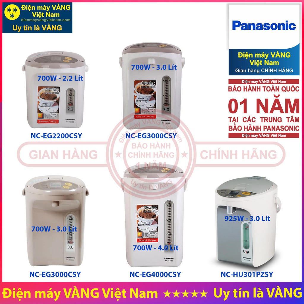 Bình thủy điện Panasonic NC-EG2200CSY NC-EG3000CSY NC-BG3000CSY NC-EG4000CSY NC-HU301PZSY - Hàng chính hãng