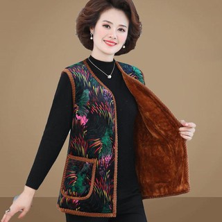 Áo khoác mùa đông của mẹ vest nữ trung niên phụ cao tuổi kèm theo nhung ấm áp 2020 kiểu mới hàng quảng châu