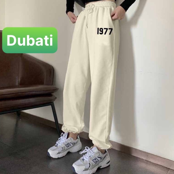 QUẦN JOGGER NAM NỮ UNISEX CHẤT NỈ DÀY DA CÁ ỐNG SUÔNG RỘNG 1977 PHONG CÁCH HOT TREND 2022 - DUBATI FASHION