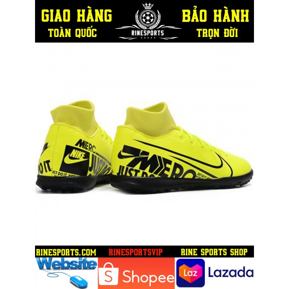 (HÀNG THAILAND) GIÀY BÓNG ĐÁ SÂN CỎ NHÂN TẠO 𝗡𝗶𝗸𝗲 Mercurial Superfly vàng chanh Cổ Cao.TF.CAM KẾT Y HÌNH-CAM KẾT HÀNG