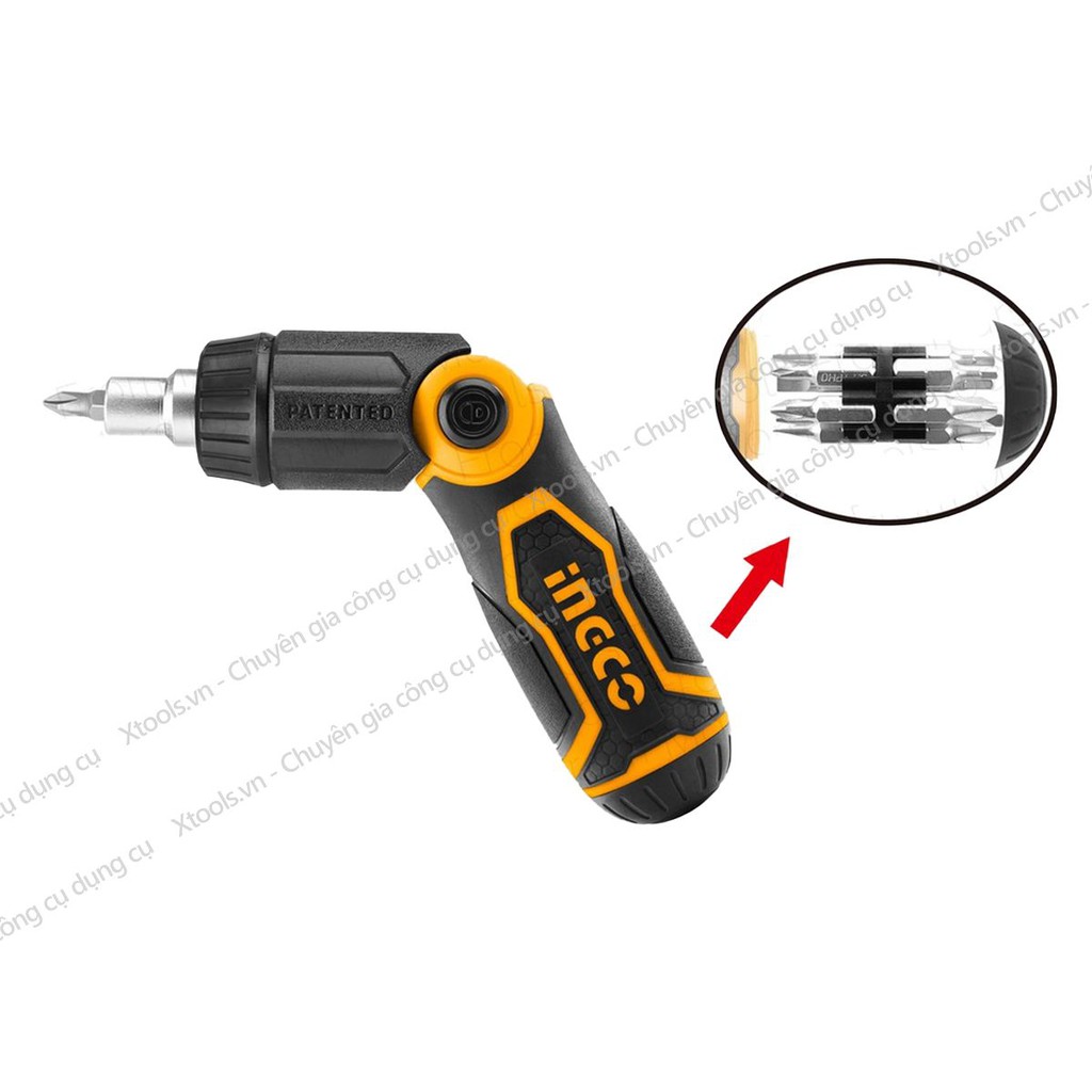 Bộ tua vít đa năng 13 chi tiết INGCO TOTAL đóng mở 2 chiều tự động, có nam châm sửa điện thoại máy tính, đầu dẹp và bake
