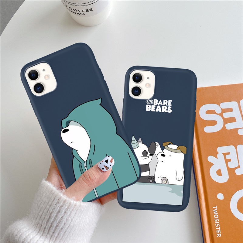 Ốp điện thoại silicon nhám dẻo hình gấu cho IPhone 13 13Pro 13Promax 12 12Pro 12Promax 11 11ProMax SE 2020 7Plus 8Plus X XS XR XSmax