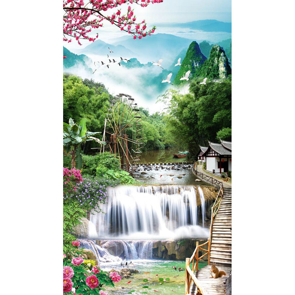 Tranh dán tường phong cảnh khổ dọc - tranh đứng