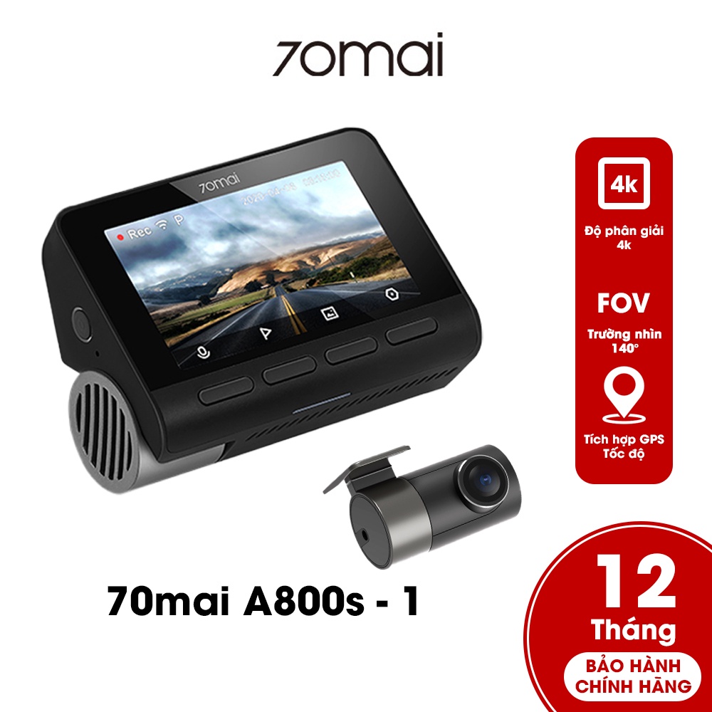 Camera hành trình 70mai Dash Cam A800S độ phân giải 4K +cam sau RC06 bản