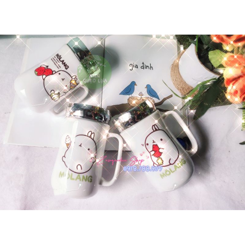 Ly (cốc) sứ giữ nhiệt nắp tráng gương cao cấp ( hình ngẫu nhiên )