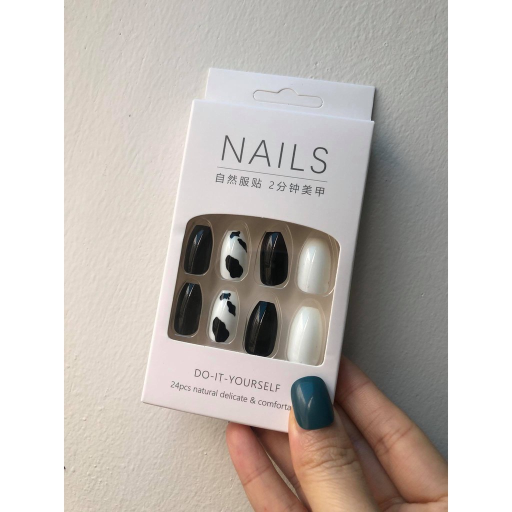 Móng Tay Giả Bò Sữa LCR129 - Nails 24 móng giả kèm keo, tự dán móng tại nhà