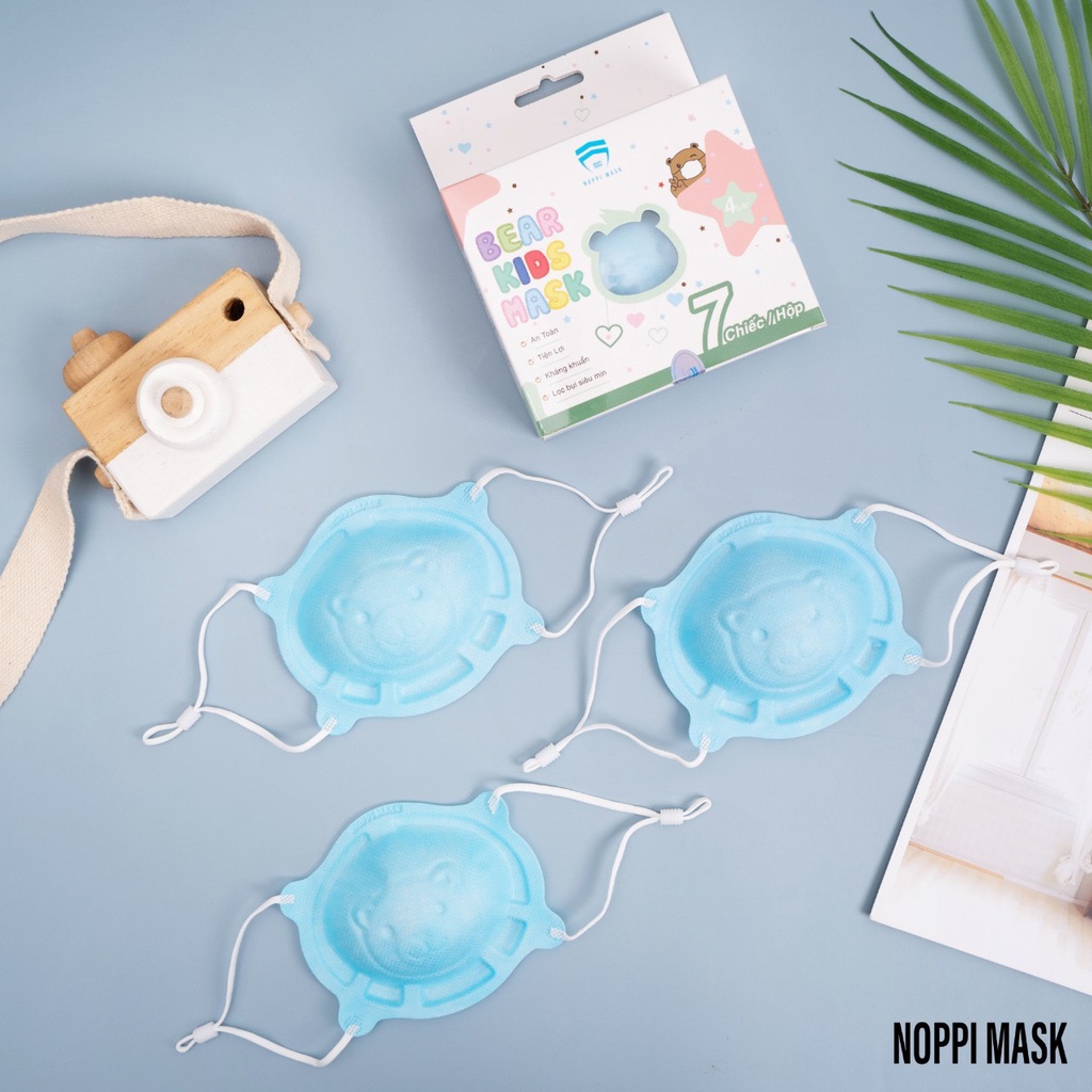Set 7 Cái Khẩu Trang Gấu 3D Noppi Mask Cho Bé Sơ Sinh Chính Hãng