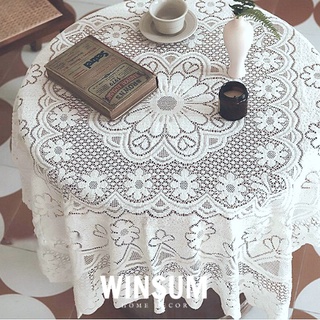Khăn trải bàn, tab đầu giường chất vải ren dày dặn phong cách vintage - Winsum.decor