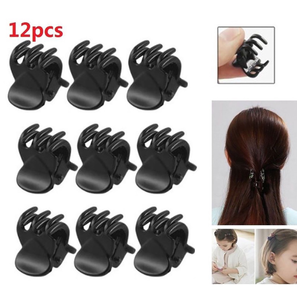 Set 12 Kẹp Tóc Nhựa Mini Màu Đen Cho Bé J03