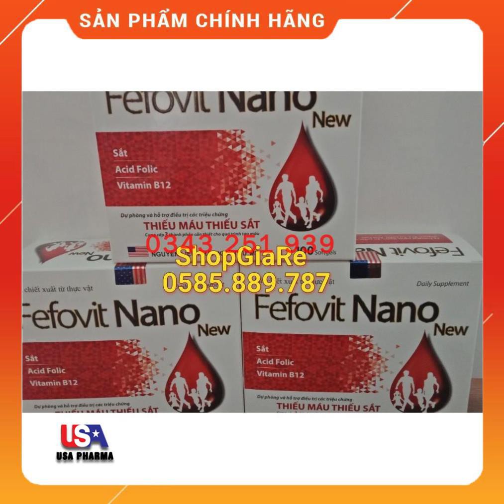 Viên uống Fefovit Nano bổ sung sắt và vitamin, giảm thiếu máu do thiếu sắt - Hộp 100 viên