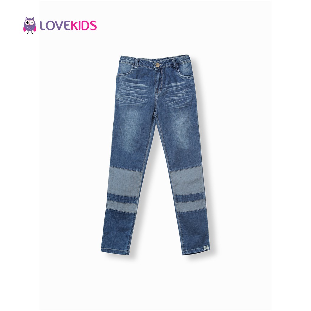 Quần jeans bé gái phối gối màu nhạt LK0239 - Lovekids