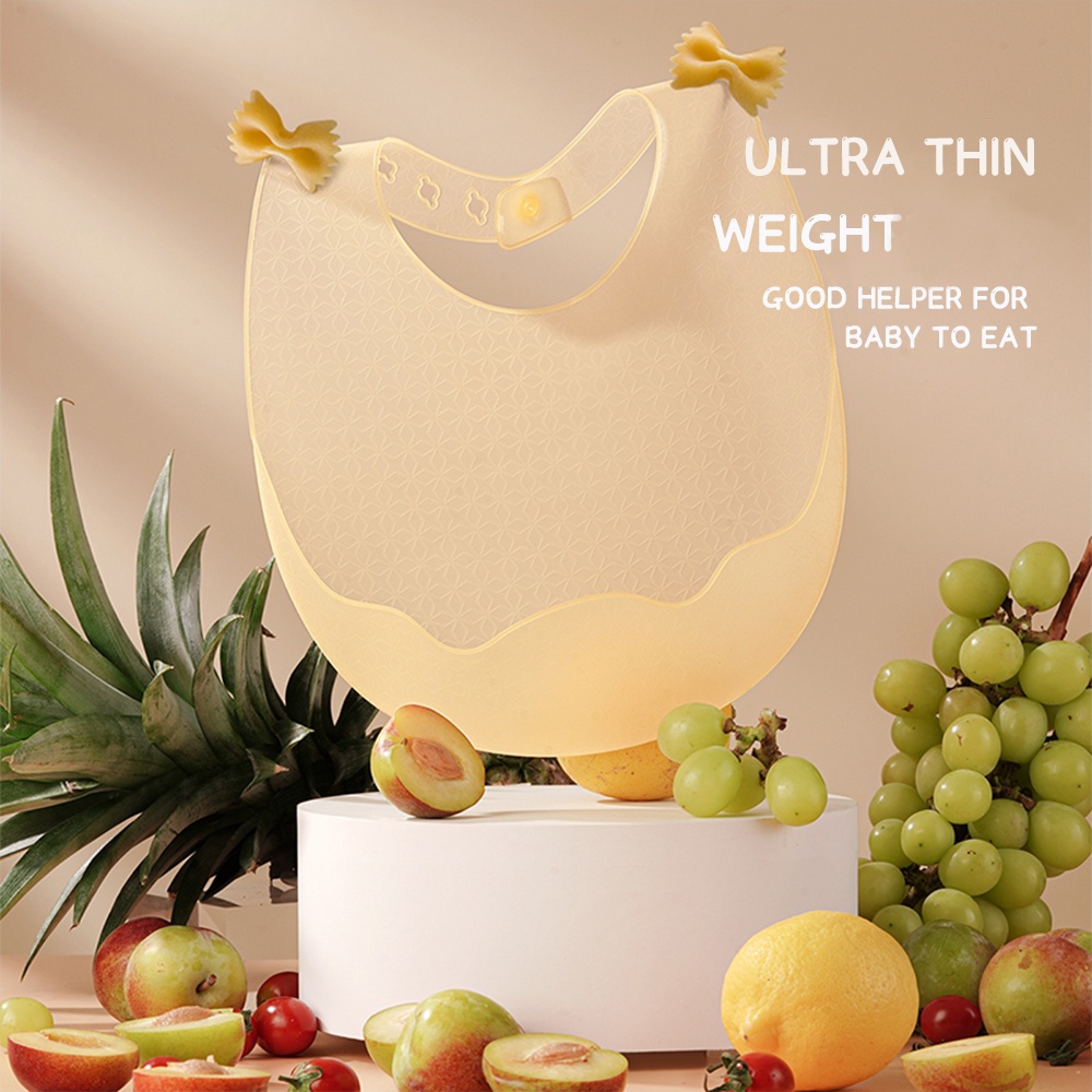 Yếm Ăn Silicone Siêu Mỏng Chống Thấm Nước Có Thể Điều Chỉnh Dành Cho Bé