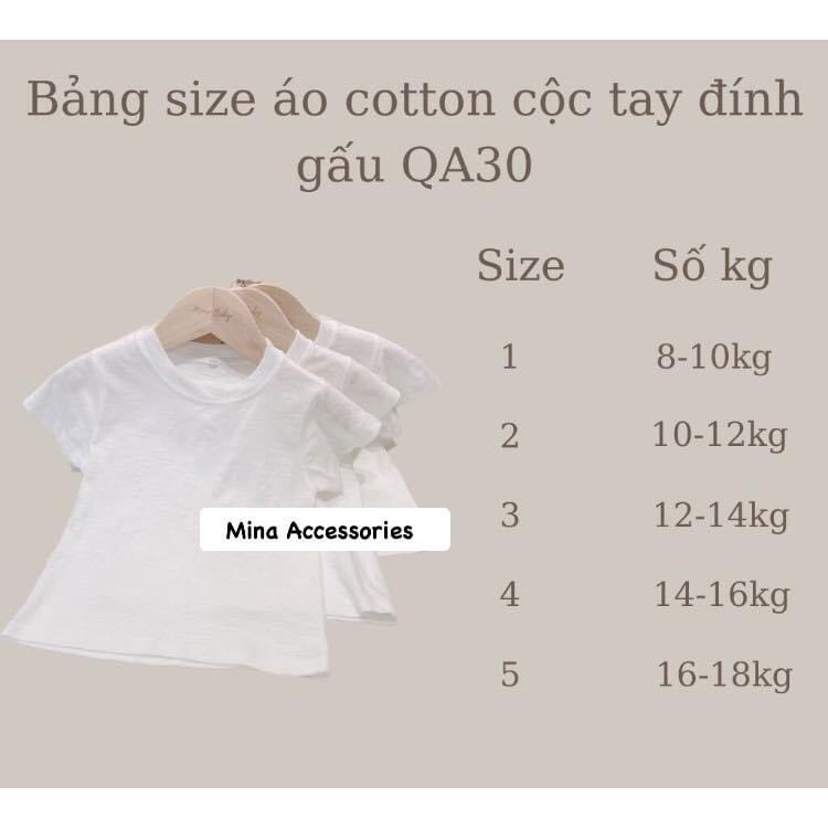 Áo cotton cộc tay màu trơn mùa hè cho bé Mina