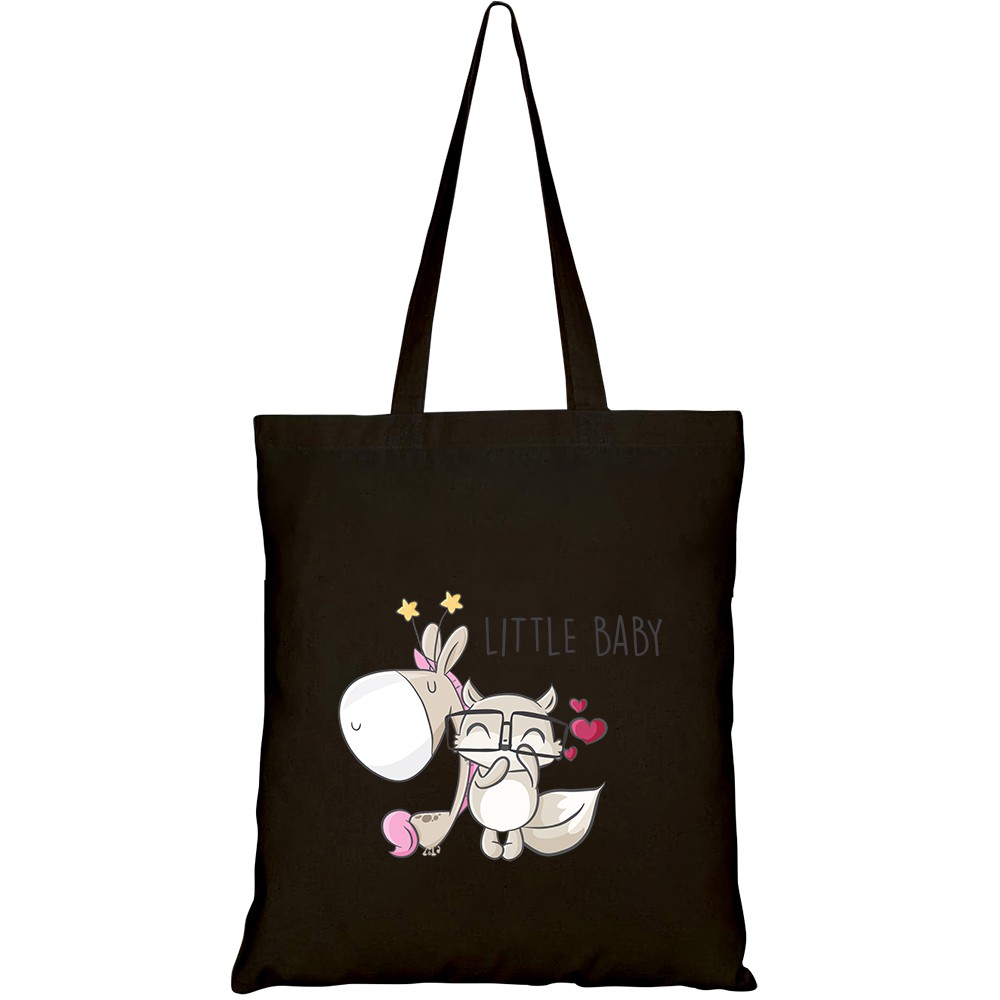 Túi vải tote canvas HTFashion in hình cute love couple kitten seamless HT110