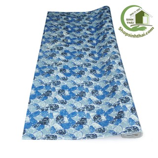 Thảm simili lót trải sàn hình viên sỏi màu xanh dương - thảm nhựa pvc vân nhám mờ - 1m² - khổ 1m