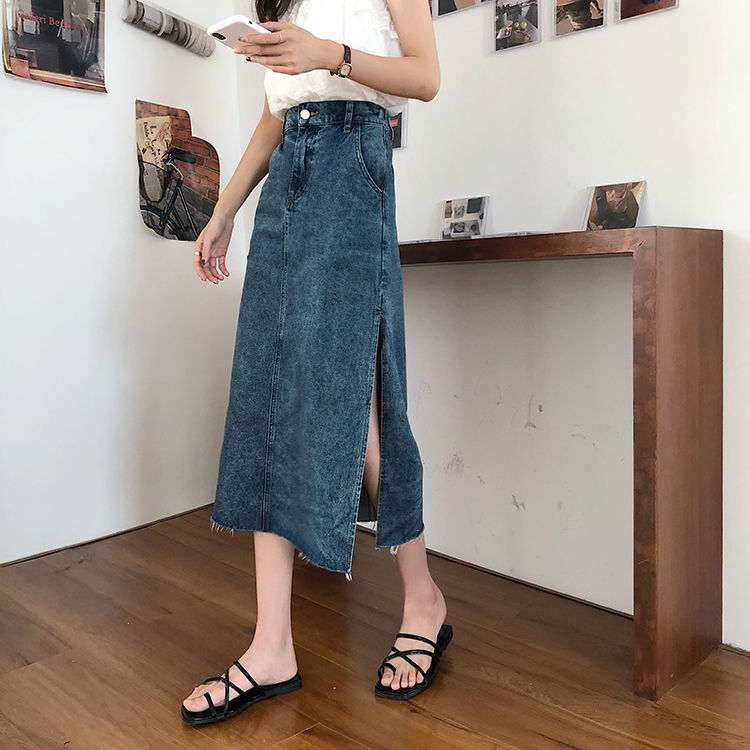 Korean fashion blue denim skirt | BigBuy360 - bigbuy360.vn