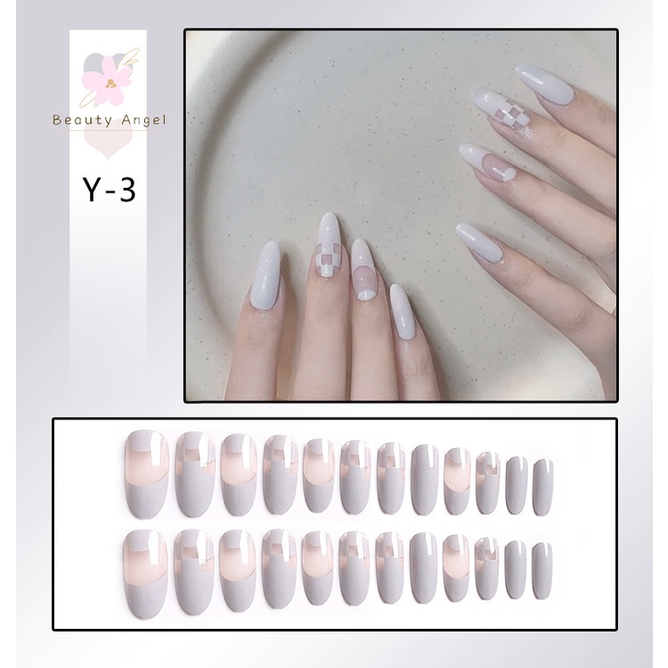 Bộ 24 Móng Tay Giả Dài/Ngắn Thiết Kế Dễ Thương Cho Nữ