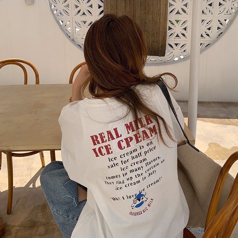 Áo thun phông nam nữ PINK tay lỡ form rộng ICE CREAM Unisex