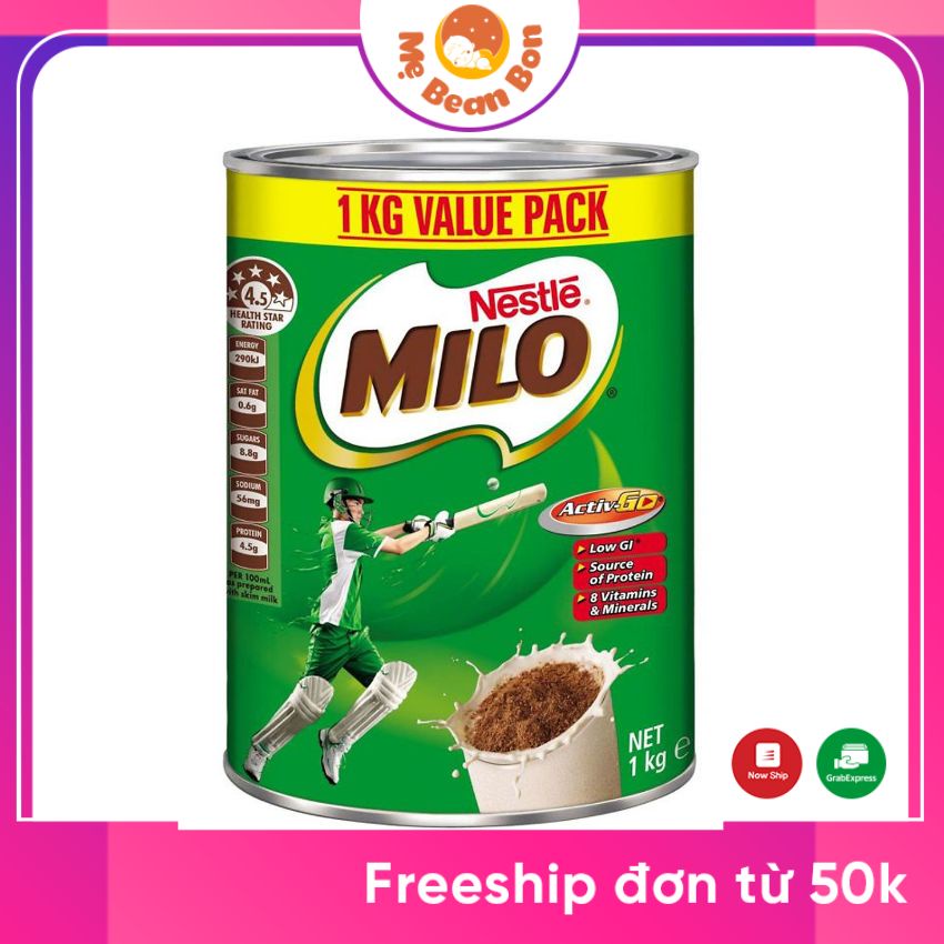 Sữa bột Milo Nestle 1kg giúp bé Phát triển chiều cao, tràn đầy năng lượng- hàng chính hãng nội địa Úc