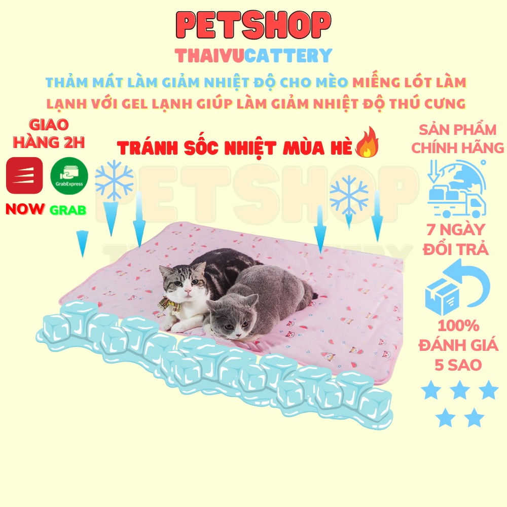 Thảm mát giảm nhiệt độ dành cho chó mèo, miếng lót gel lạnh giúp làm giảm nhiệt độ thú cưng tránh sốc nhiệt