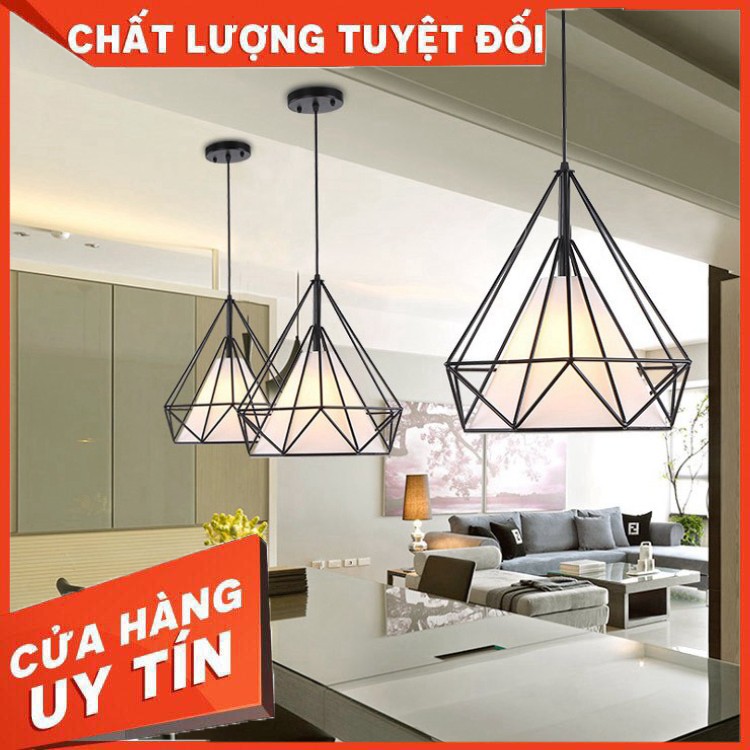 Đèn thả kim cương lồng vải