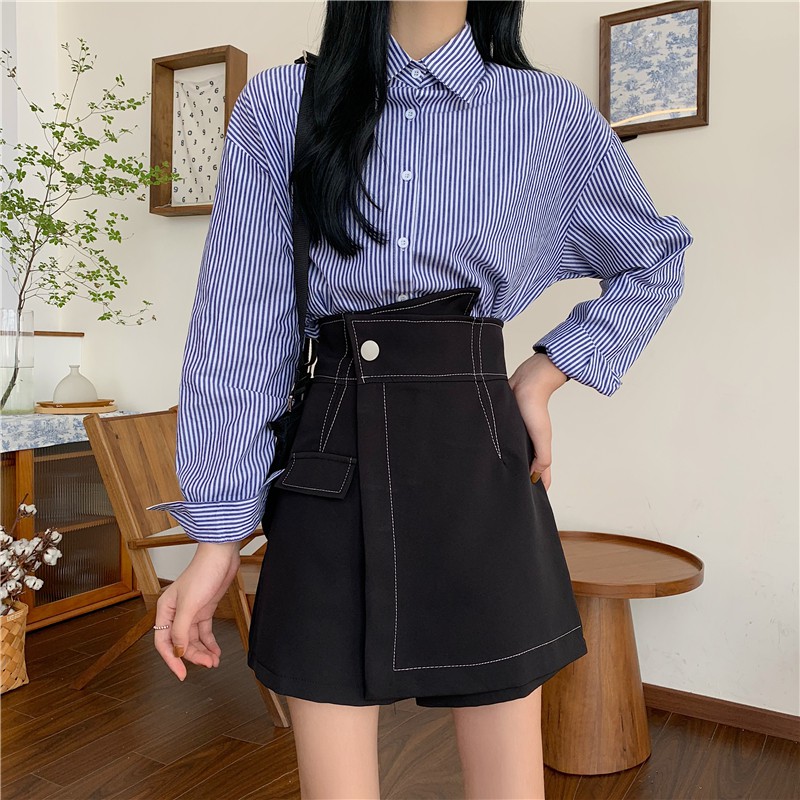 Xiaozhainv Chân Váy Chữ A Lưng Cao Kiểu Lệch Cá Tính Thời Trang Hàn Quốc | BigBuy360 - bigbuy360.vn